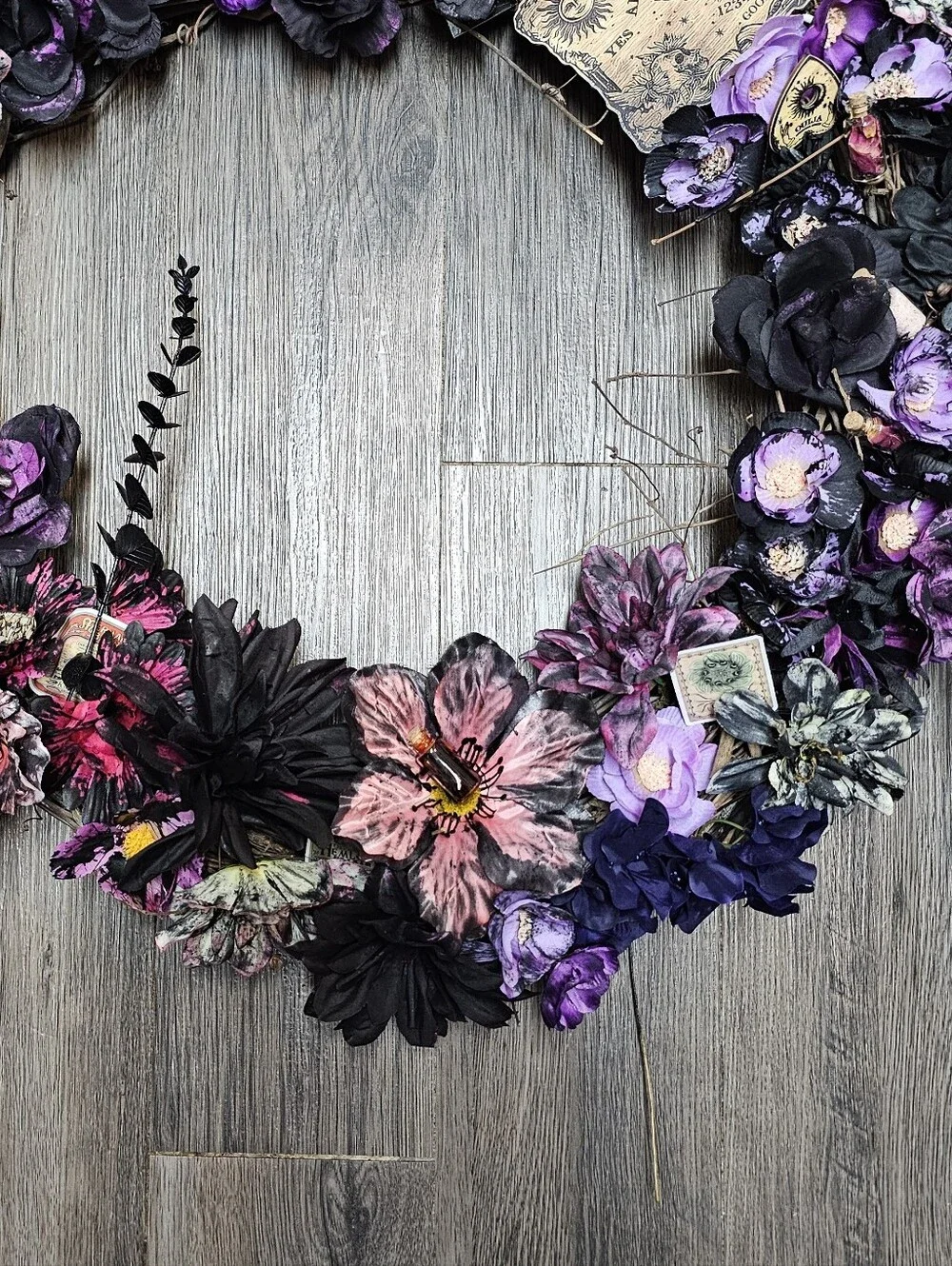 Hand Crafted Purple and Pink Gothic Floral Wreath